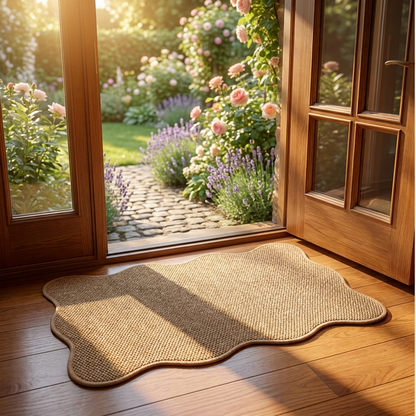 ⏰50 % DE RÉDUCTION – DERNIÈRE CHANCE⏰ Tapis antidérapant en imitation jute – Dessous en TPR, texture rustique – Coutures résistantes, motif ondulé – 40 x 60 cm – Brun naturel ! 🔥