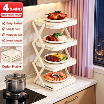 🍽️ 50 % DE RÉDUCTION MAINTENANT ! 📦 Étagère de rangement à 4 niveaux pour bols – pliable, stable et vous offrant le maximum d'espace dans votre cuisine