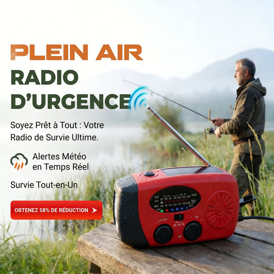 📻 50 % DE RÉDUCTION MAINTENANT ! 🔋 Radio solaire d’urgence portable multifonctionnelle – Batterie externe, manivelle et alerte météo ⚡