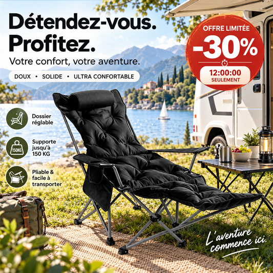 🔥 50% DE RÉDUCTION ! 🪑 Fauteuil inclinable pliable à 4 positions + repose-jambes