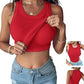 🔥 50% Rabatt!👚Geripptes Tanktop mit integriertem BH für Frauen